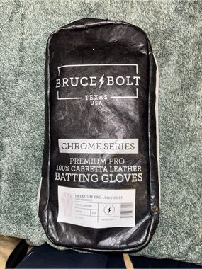 Bruce Bolt Chrome Series Premium Pro White Batting Gloves